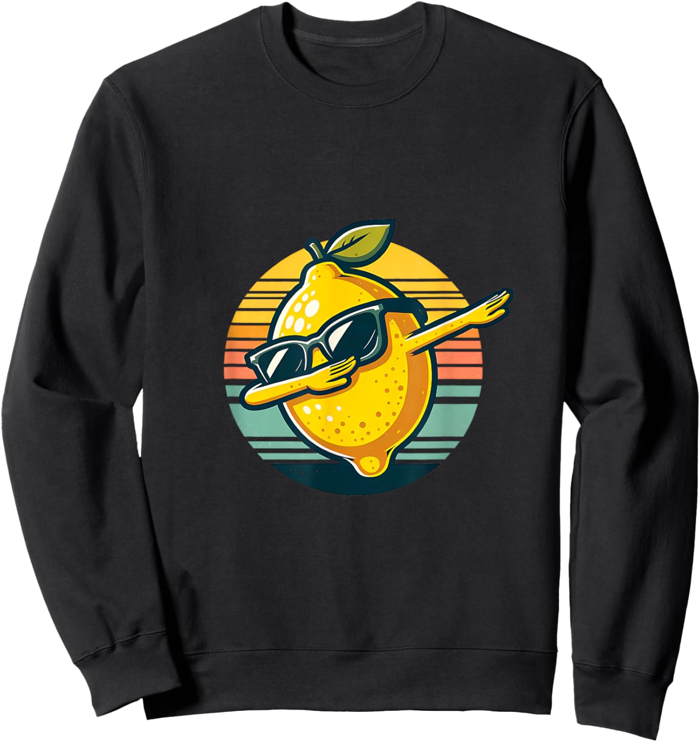 Funny Dab Lemon Dancing Dabbing Retro Fruit Sweatshirt - Sweatshirt | Black