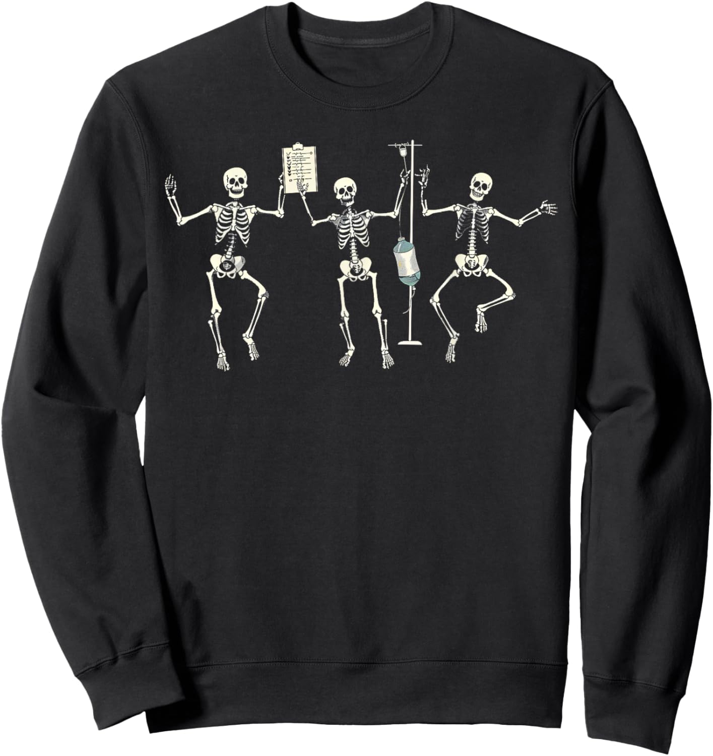 Funny Nurse Skeleton Halloween Healthcare Crew Skeleton Sweatshirt - Sweatshirt | Black