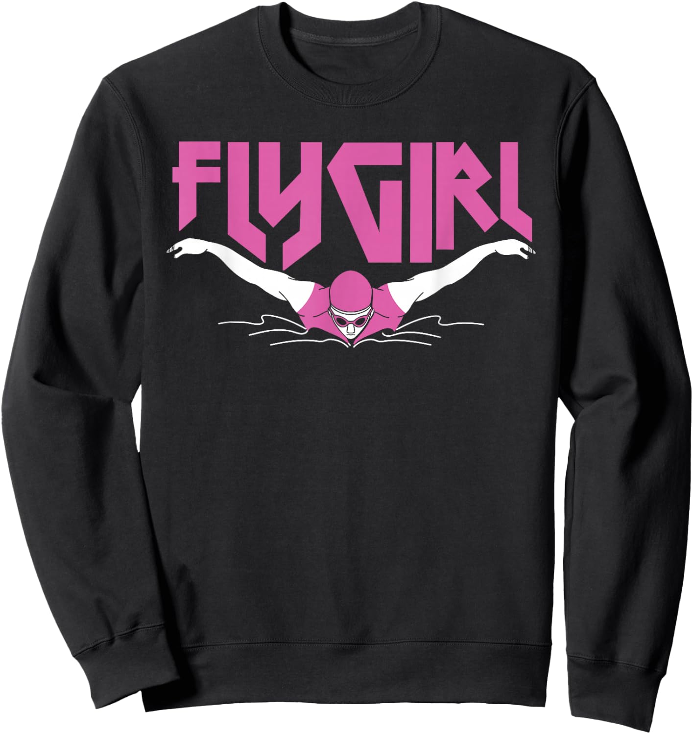 Swimmer Swim Fly Girl Butterfly Swimming 80'S Vaporwave Sweatshirt - Sweatshirt | Black