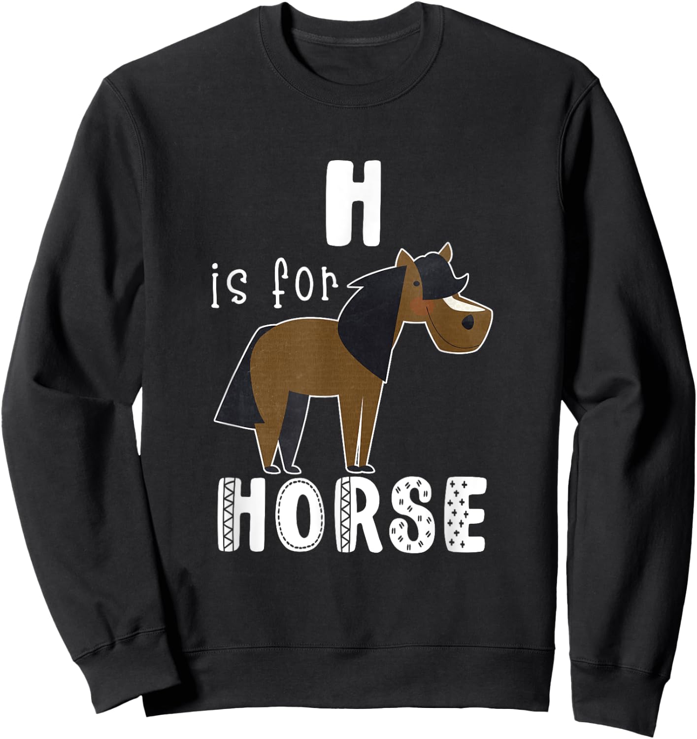 Horse Letter H Alphabet Sweatshirt - Sweatshirt | Black