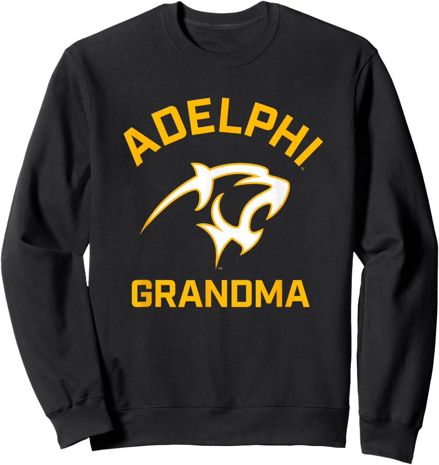 Adelphi University Panthers Arched Grandma Sweatshirt - Sweatshirt | Black