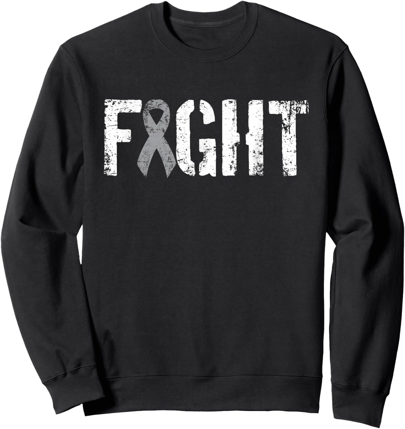 Fight Brain Cancer - Gray Tumor Awareness Ribbon Sweatshirt - Sweatshirt | Black