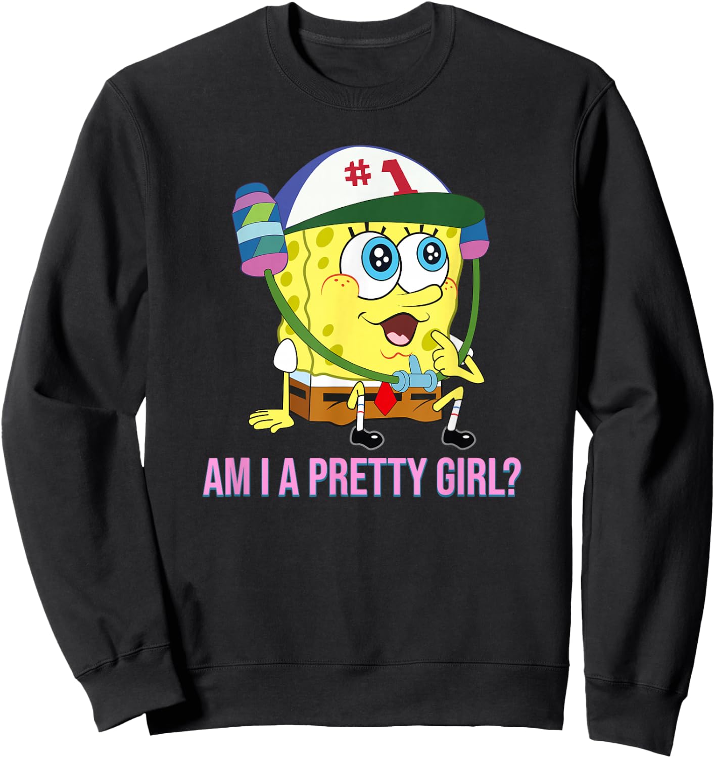 Spongebob Squarepants - Am I a Pretty Girl? Sweatshirt - Sweatshirt | Black