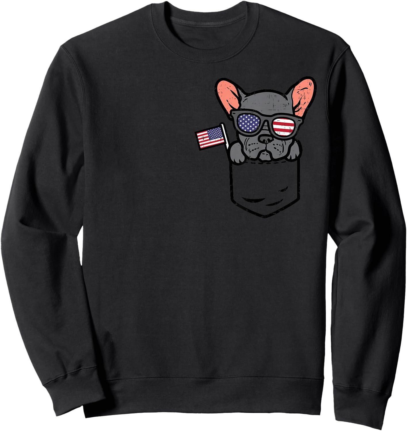 French Bulldog Pocket Frenchie American USA 4th Of July Dog Sweatshirt - Sweatshirt | Black