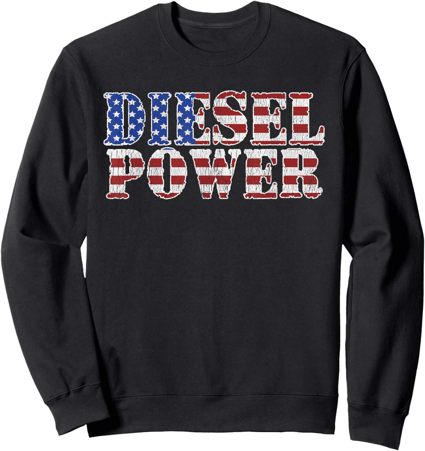 Diesel Power American Flag Funny Truck Mechanic Gift Sweatshirt - Sweatshirt | Black