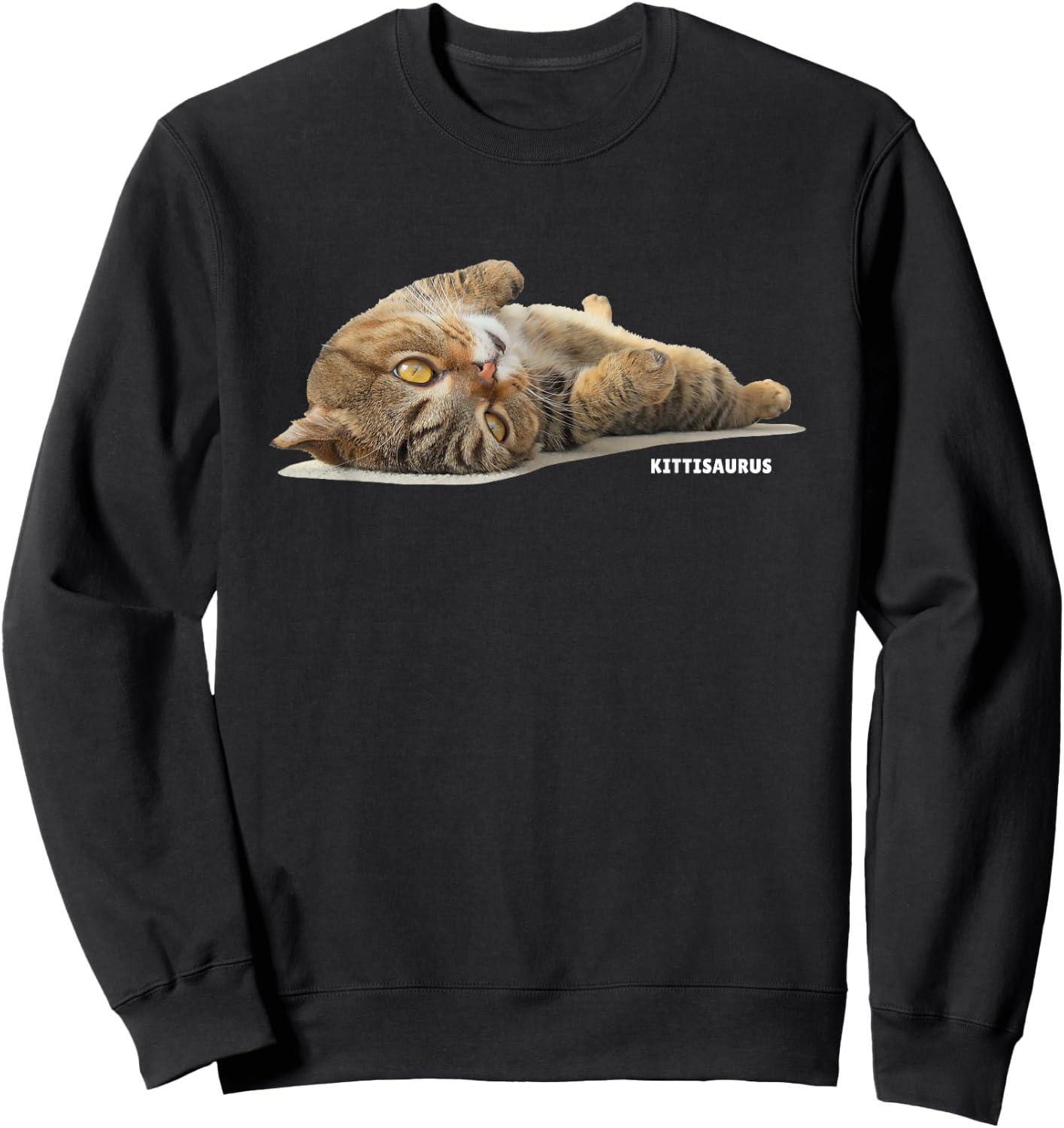 ChuChu in Wonderland Lying LuLu , Adult, , Short Sleeve, Blue, Small, Cat Pattern, Modern, Classic, Casual, Cotton 60% Polyester 40% Sweatshirt - Sweatshirt | Black