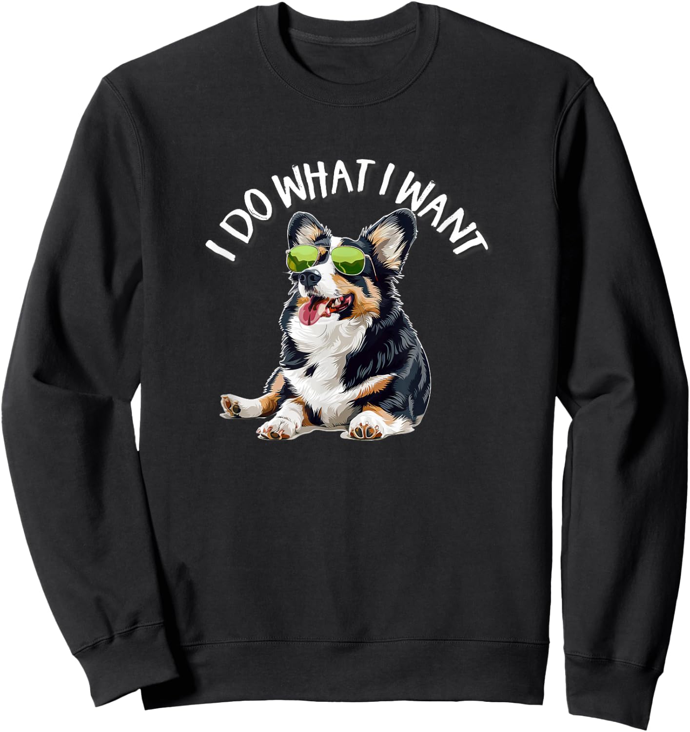 Funny Do What I Want Welsh Black Tricolor Corgi Lover Sweatshirt - Sweatshirt | Black