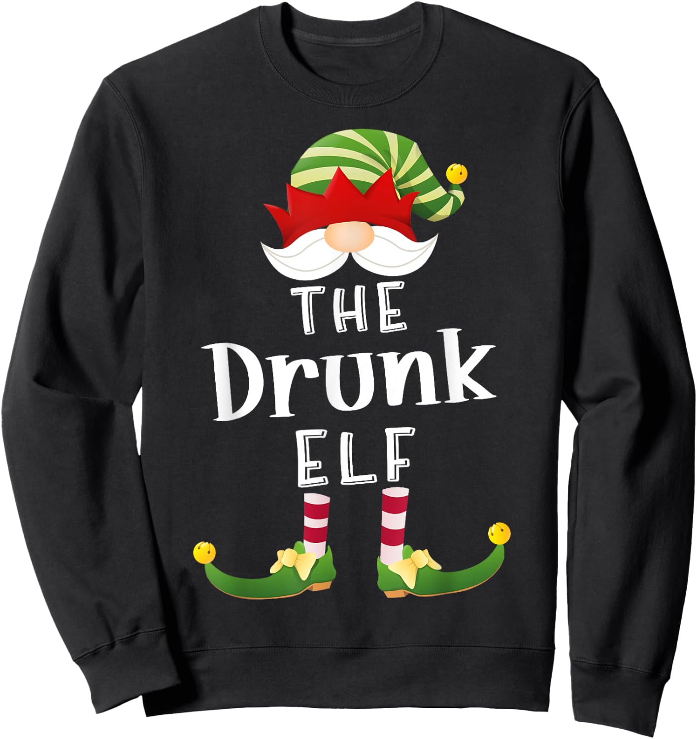 Drunk Elf Group Christmas Funny Pajama Party Sweatshirt - Sweatshirt | Black