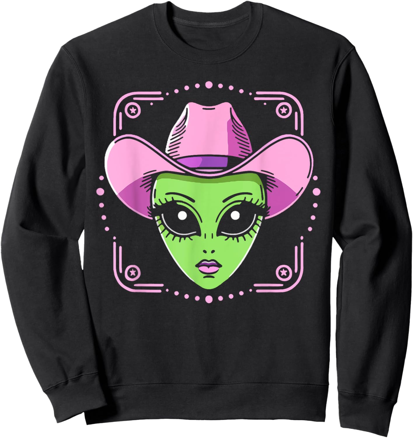 Alien Cowgirl Has Space Western UFO Howdy Rodeo Country Sweatshirt - Sweatshirt | Black