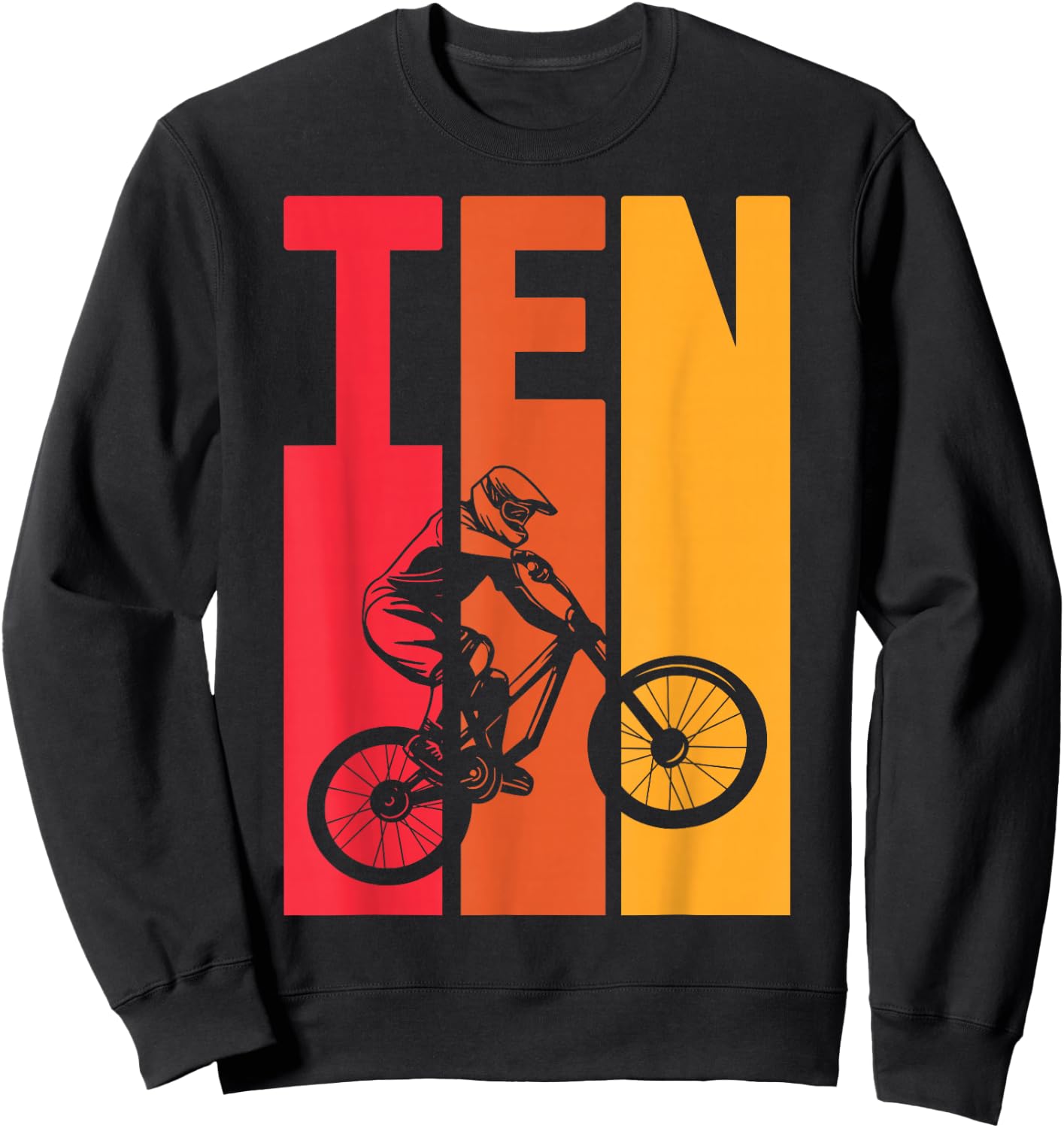 10 Year Old MTB Birthday Party Boys Downhill Mountainbike Sweatshirt - Sweatshirt | Black