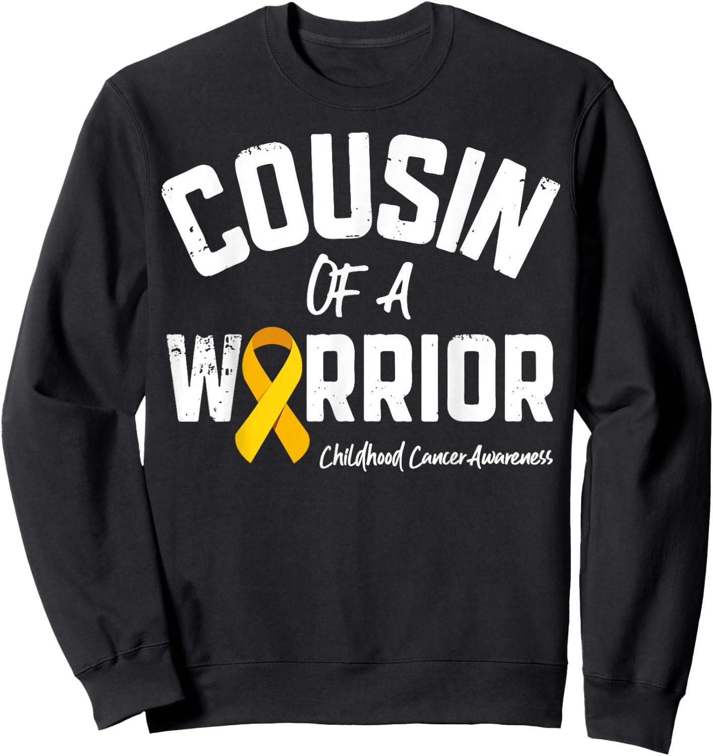 Cousin Of A Warrior Childhood Cancer Awareness Gifts Ribbon Sweatshirt - Sweatshirt | Black