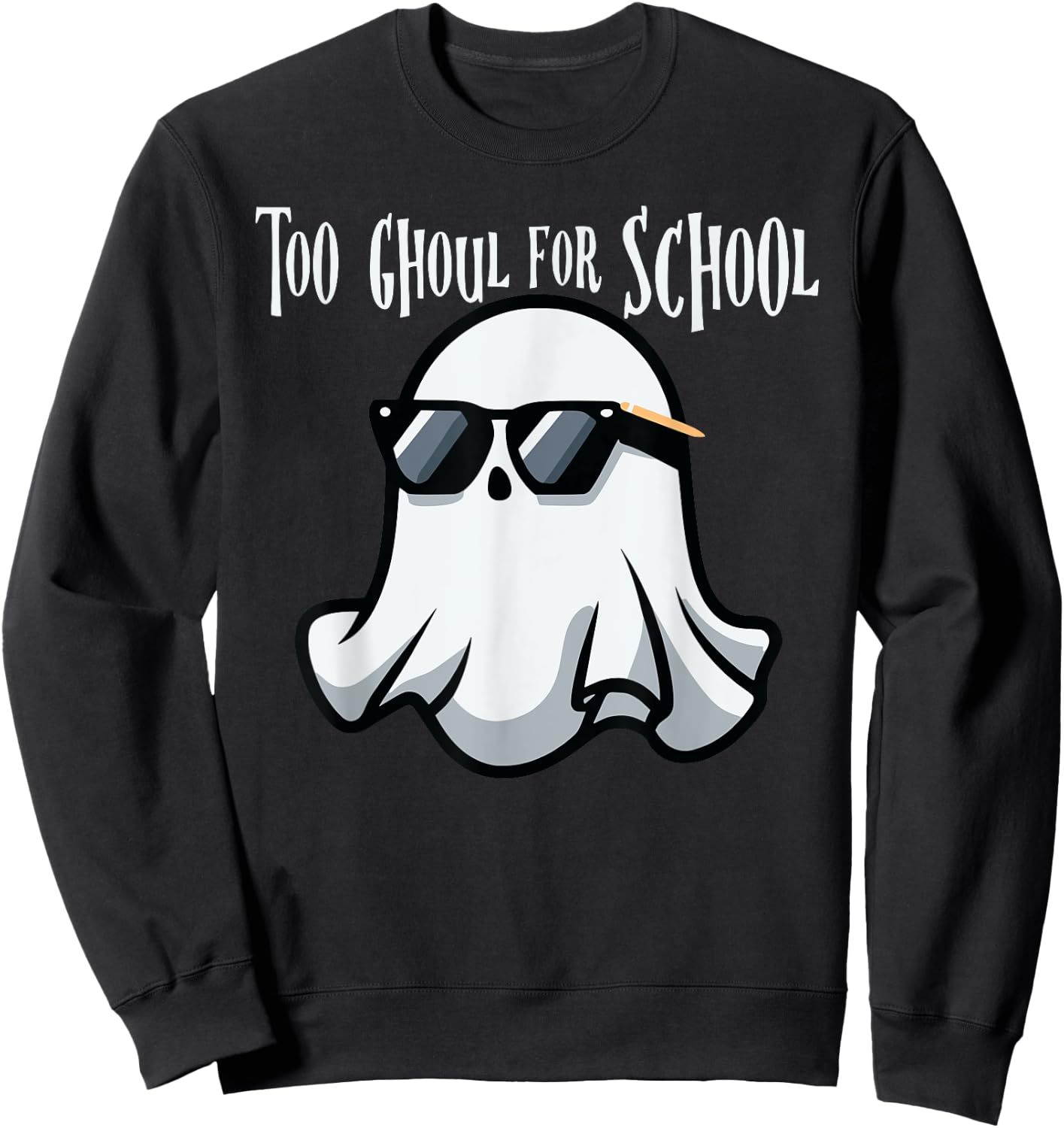 TOO GHOUL FOR SCHOOL Funny Halloween Kids Ghost Sweatshirt - Sweatshirt | Black