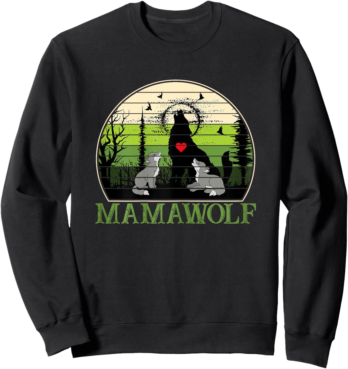 Mama Wolf Cute Mothers Day Gift Moms Sweatshirt - Sweatshirt | Black