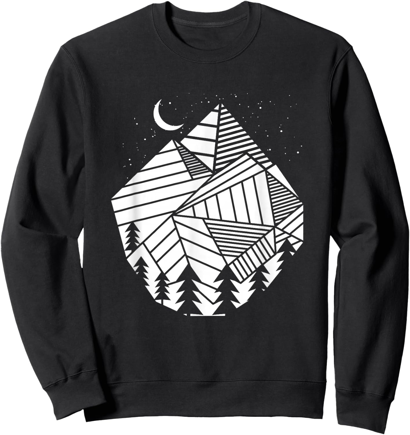Hiking Polygon Mountains Trees - Geometric Shapes Hike Hiker Sweatshirt - Sweatshirt | Black