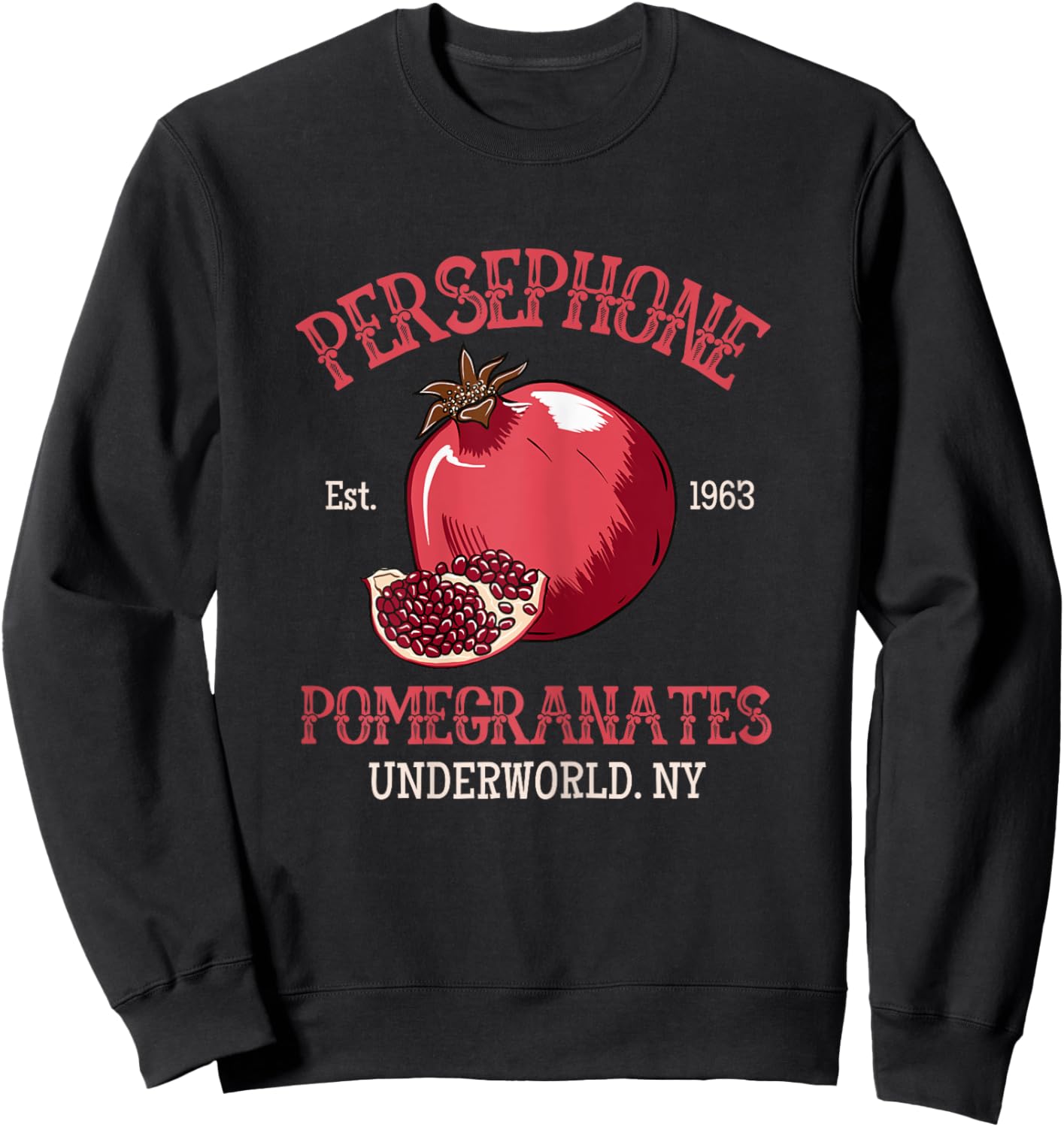 Greek Mythology Persephone's Pomegranates , Female X-Small, Black Sweatshirt - Sweatshirt | Black