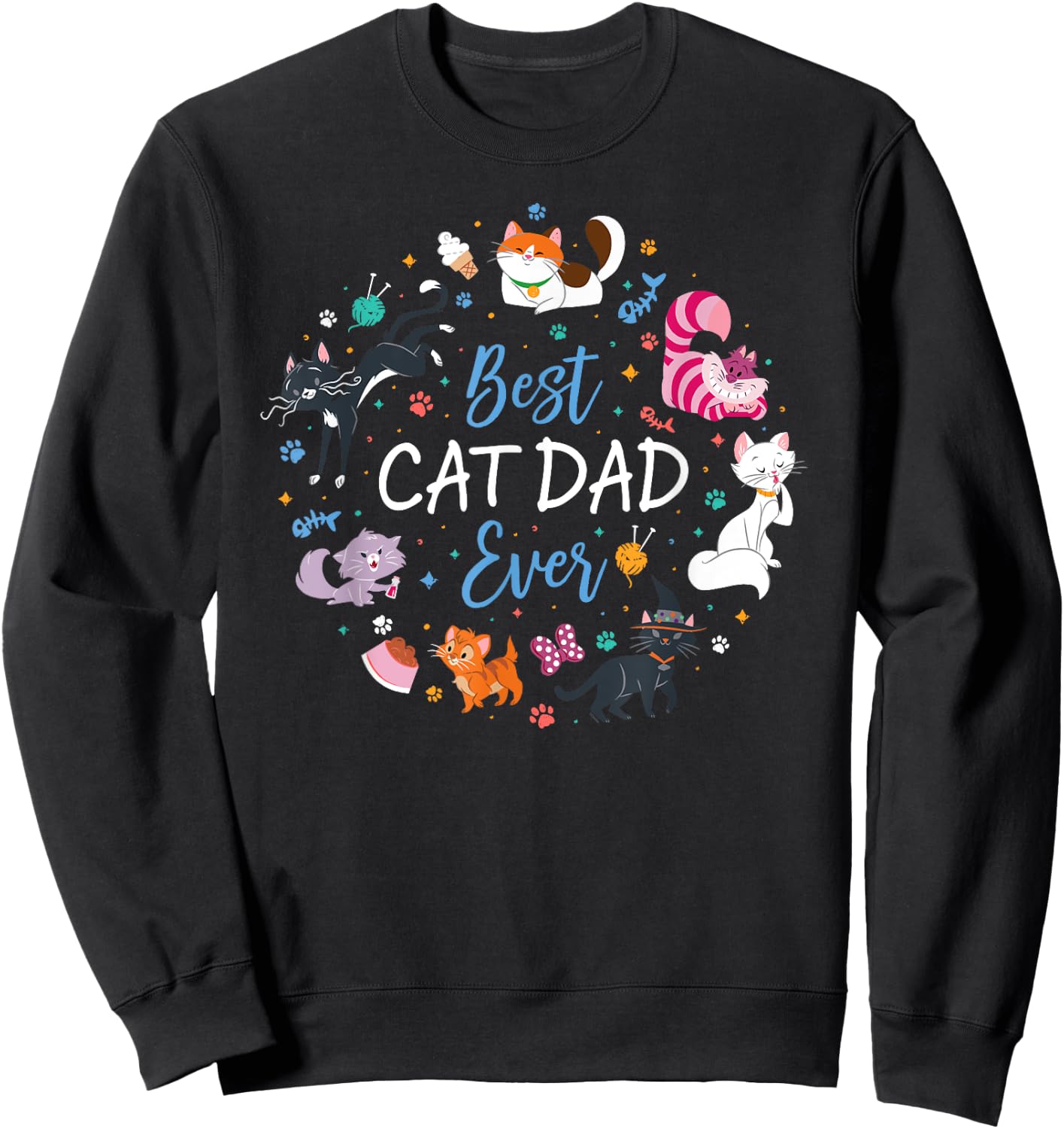 Disney Pet Parent Father’s Day Disney Cats Best Cat Dad Ever Sweatshirt - Sweatshirt | Black
