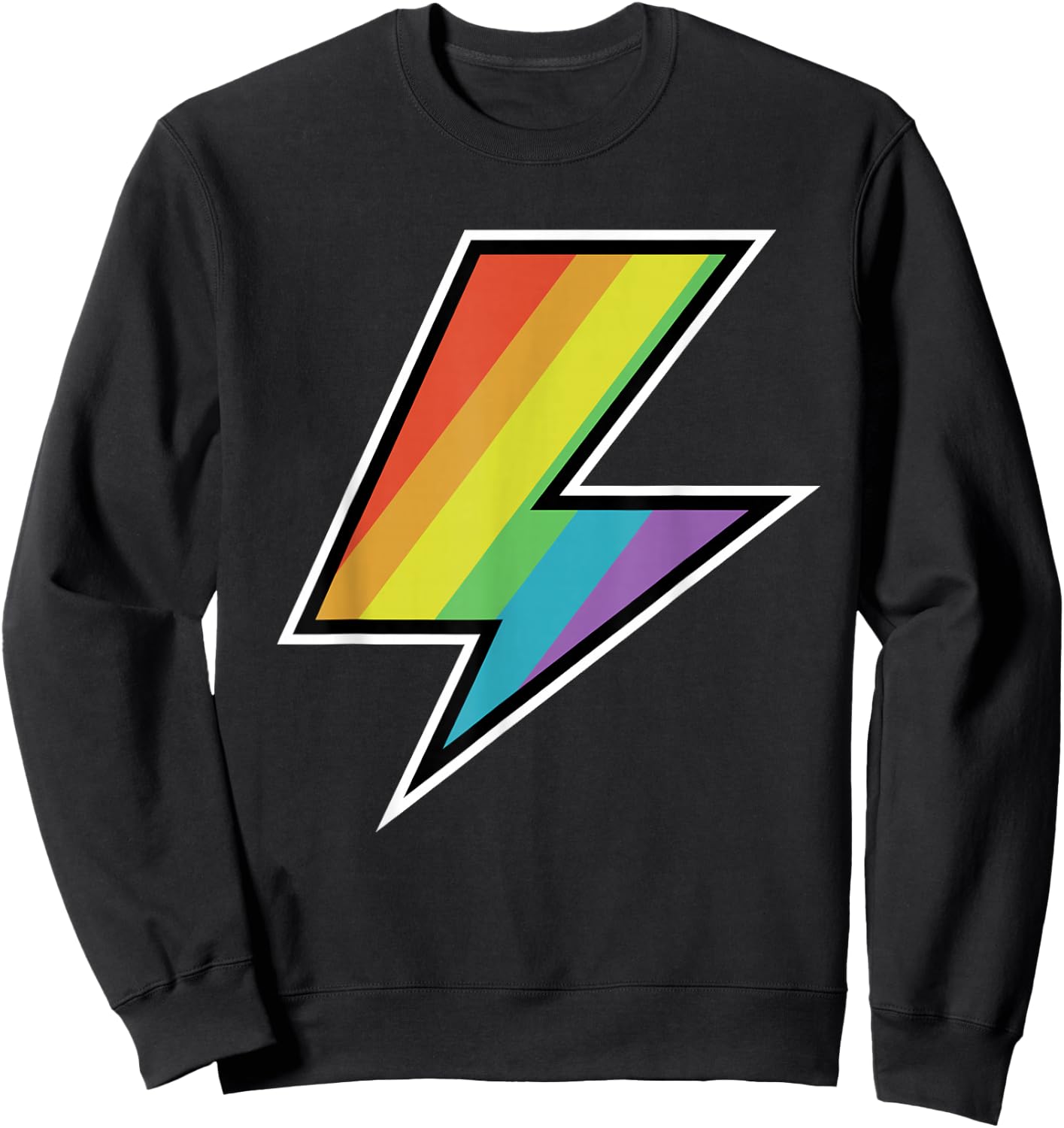 Cool Vintage Rainbow Lightning Bolt LGTBQ Pride Sweatshirt - Sweatshirt | Black