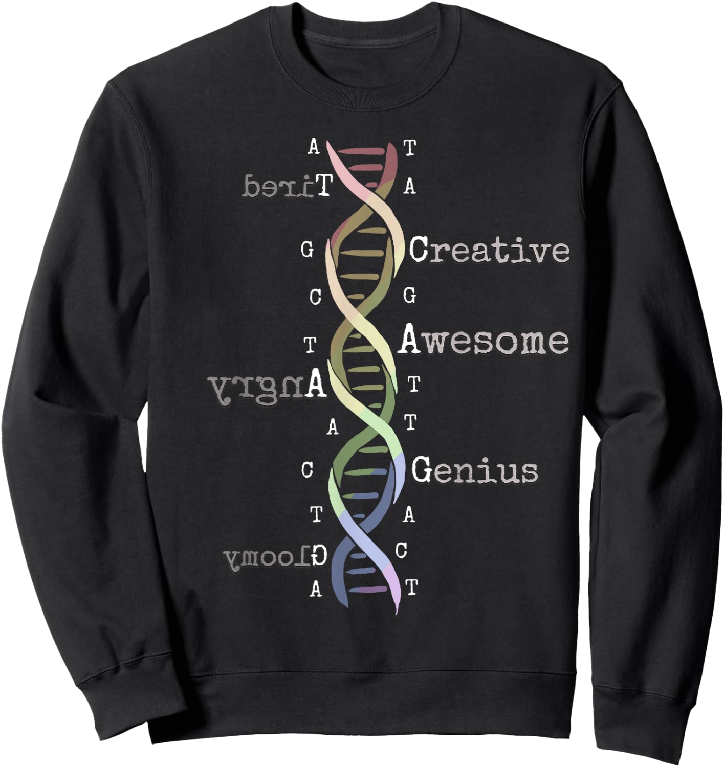 Rainbow DNA Awesome Genome Funny Science Birthday Gift Sweatshirt - Sweatshirt | Black