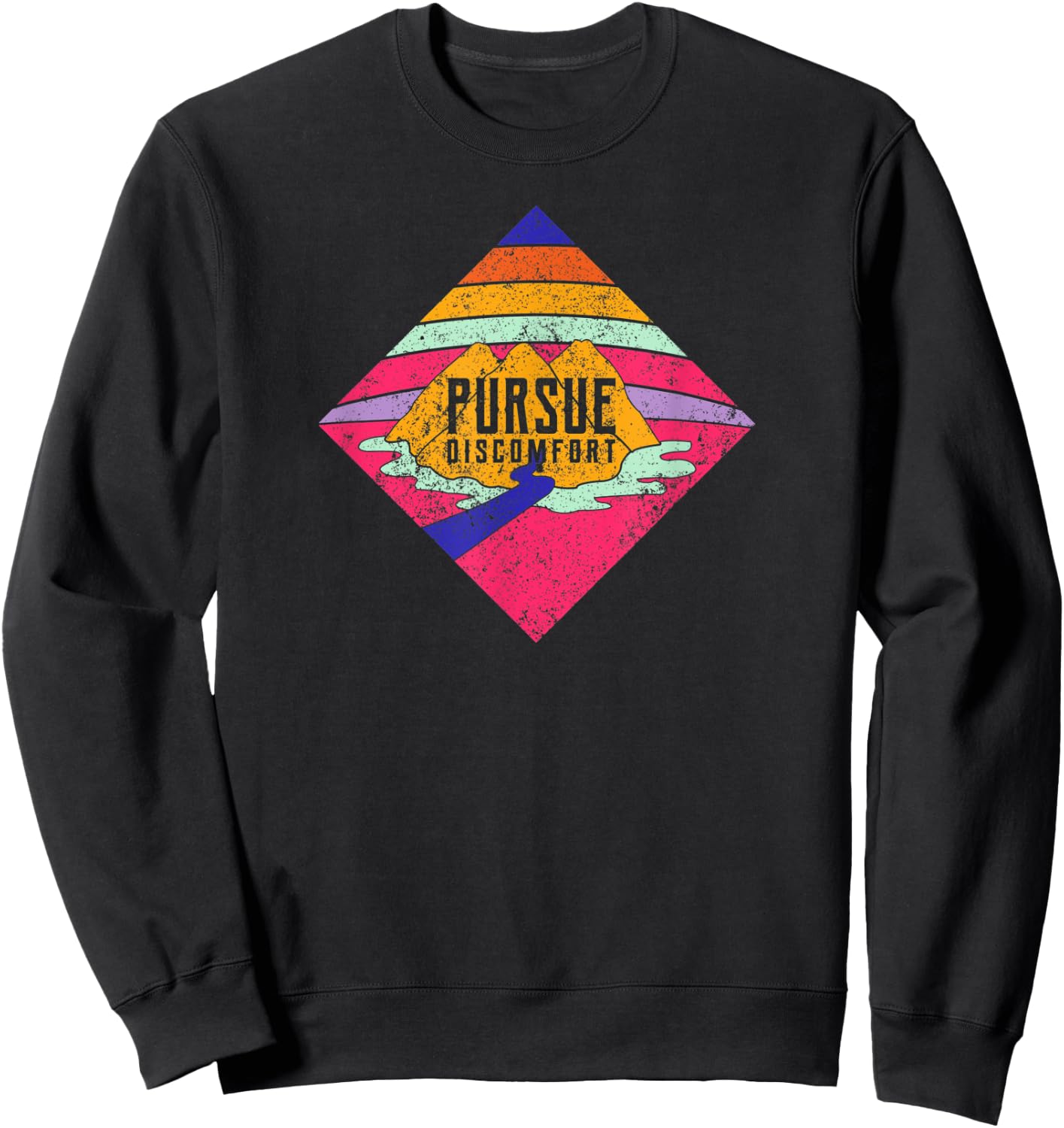Pursue Discomfort. Quote-Personal Trainer/Coach Retro Sweatshirt - Sweatshirt | Black