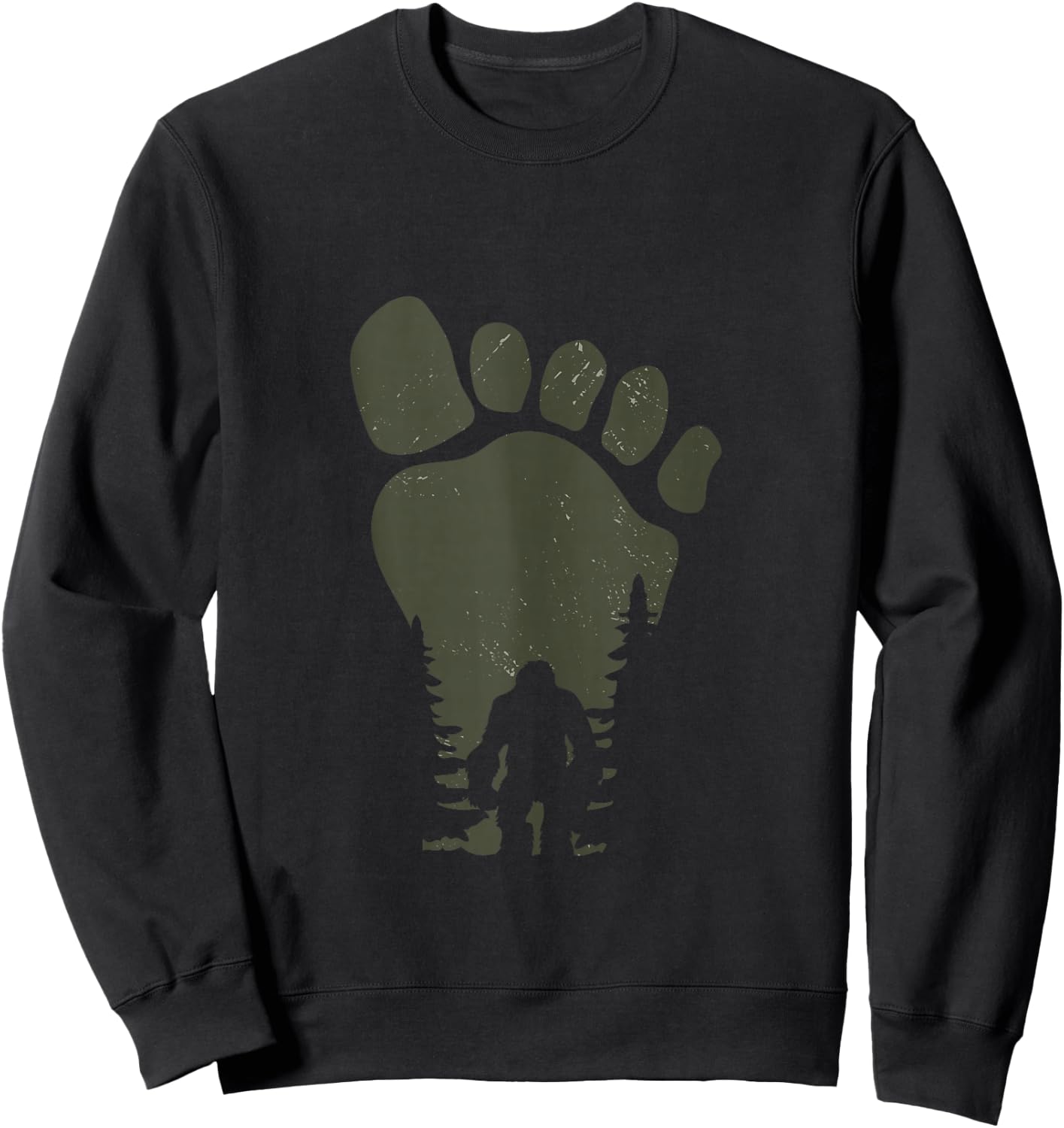 Sasquatch Or Bigfoot In The Forest Footprint Sweatshirt - Sweatshirt | Black