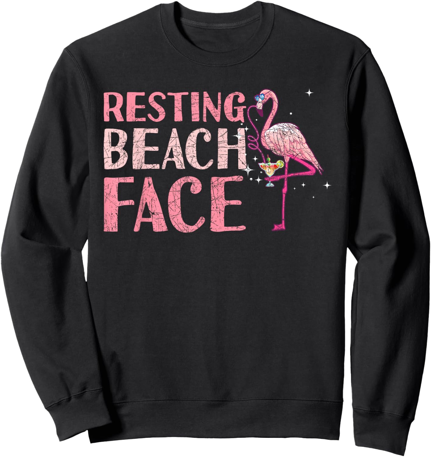 Resting Beach Face Flamingo Sweatshirt - Sweatshirt | Black