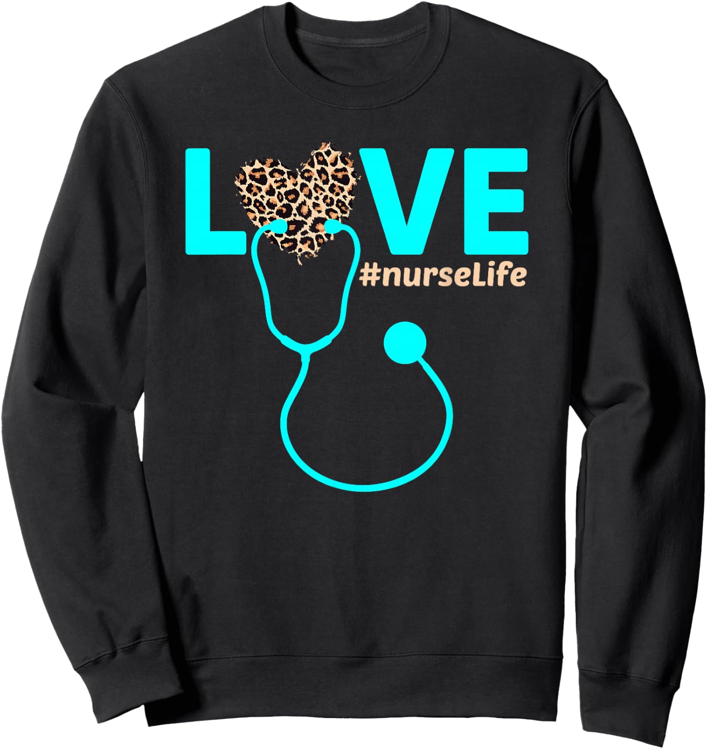Nurse Life RN LPN CNA Healthcare Leopard Nurse Week 2023 Sweatshirt - Sweatshirt | Black