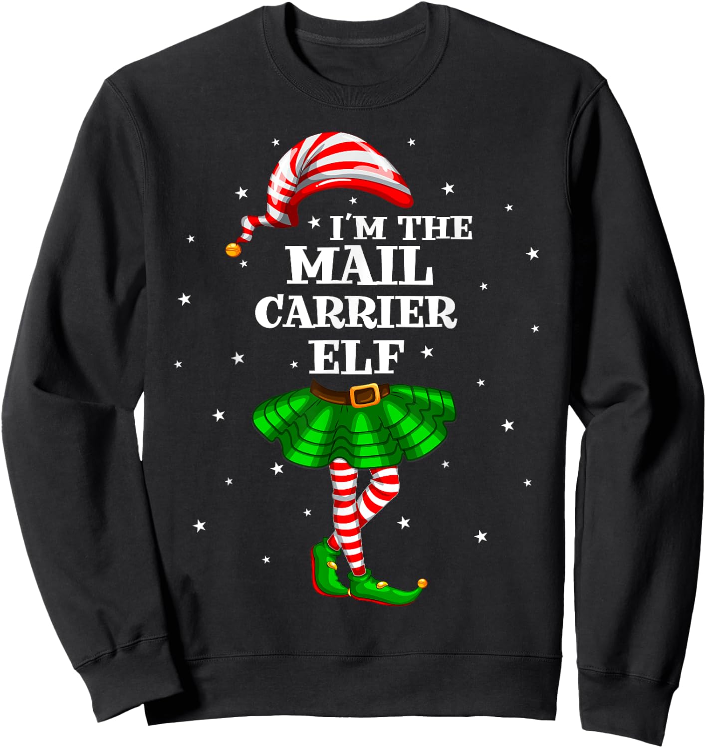 Matching Family Group Mail Carrier Elf Christmas Sweatshirt - Sweatshirt | Black