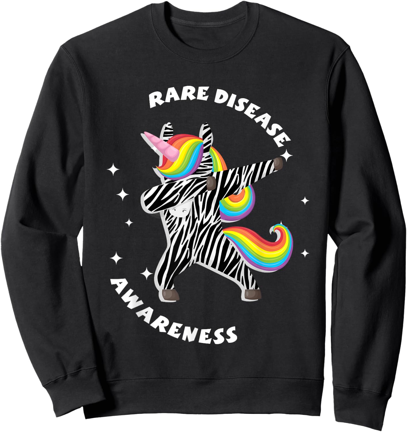 Kids Unicorn Rare Illness Awareness Zebra Disease Sweatshirt - Sweatshirt | Black