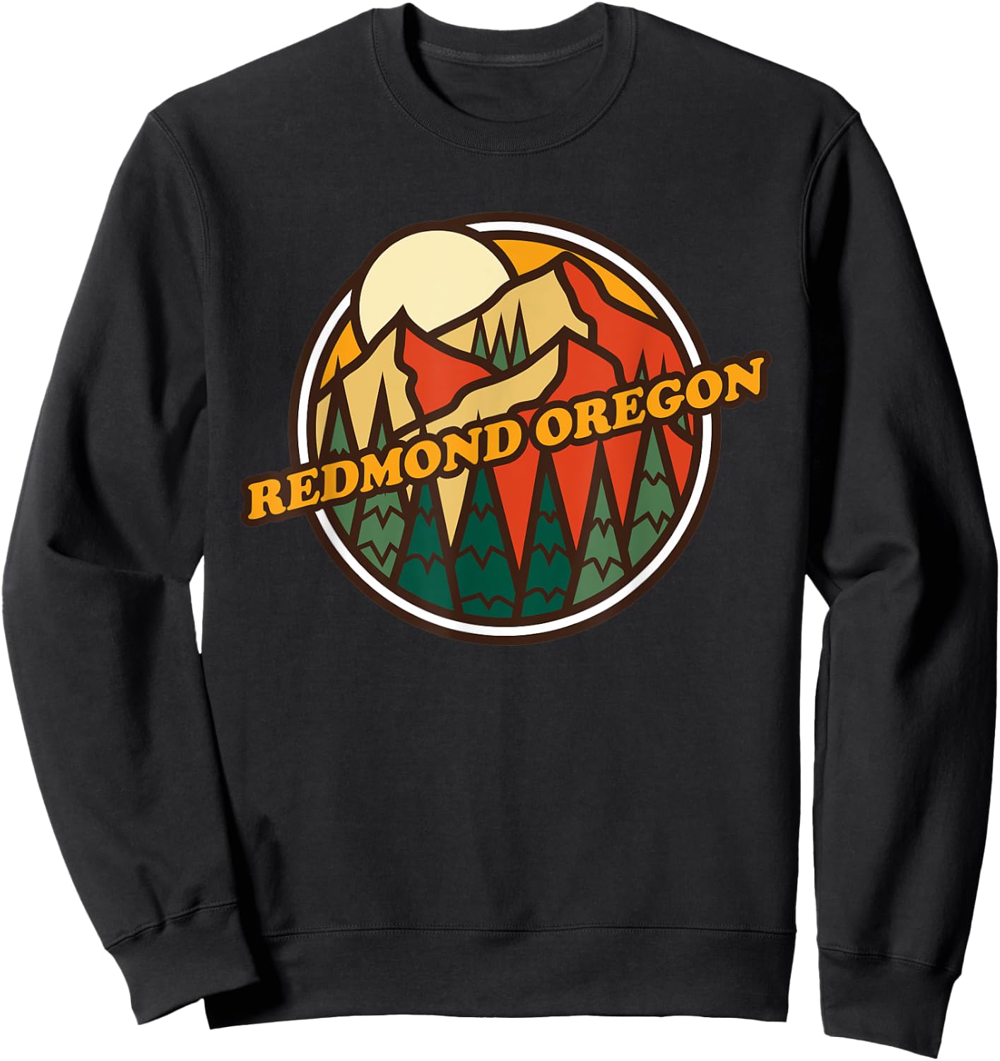 Vintage Redmond, Oregon Mountain Hiking Souvenir Print Sweatshirt - Sweatshirt | Black
