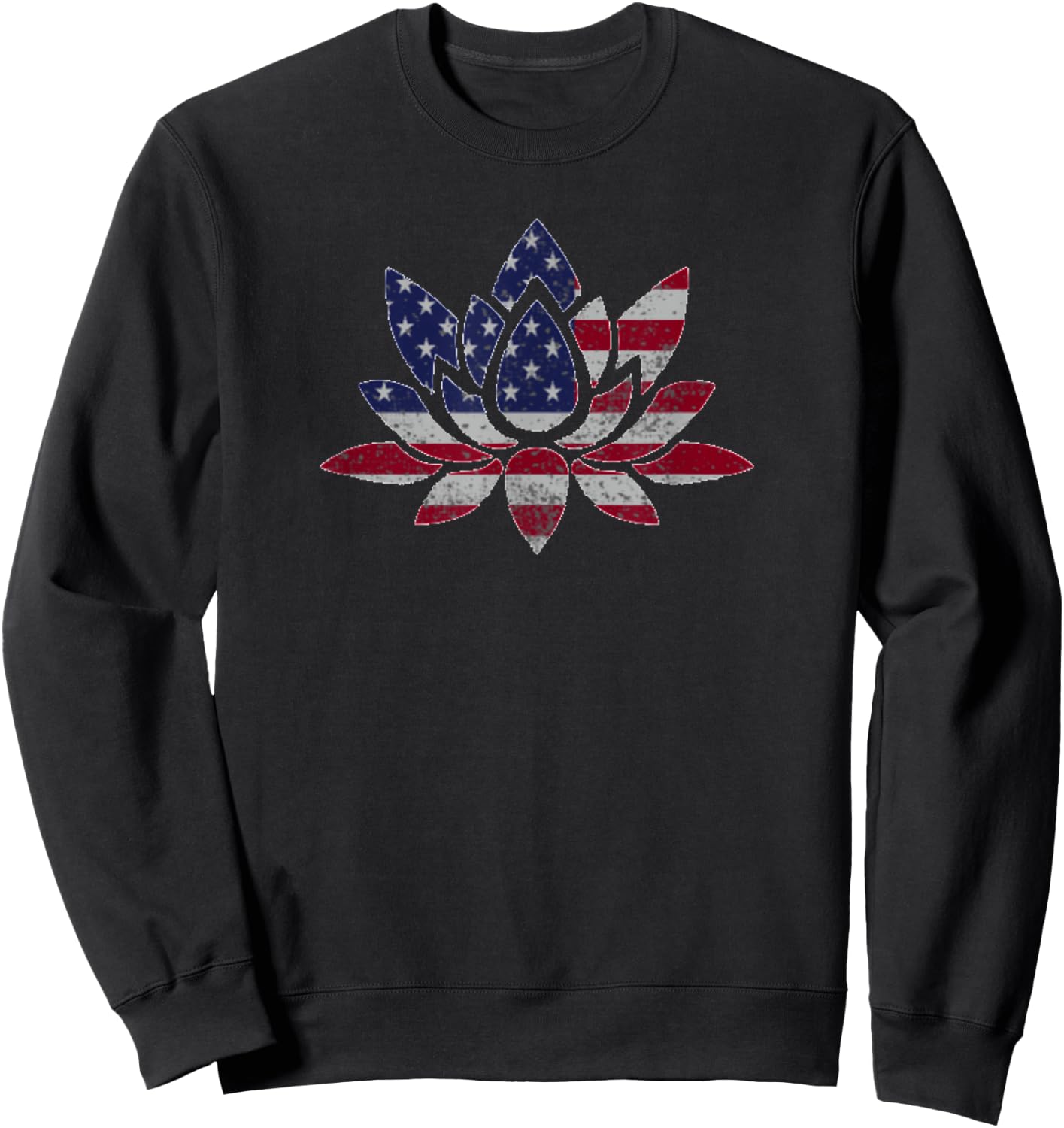 Patriotic USA Flag Lotus Flower Yoga Meditation July 4th Men Sweatshirt - Sweatshirt | Black