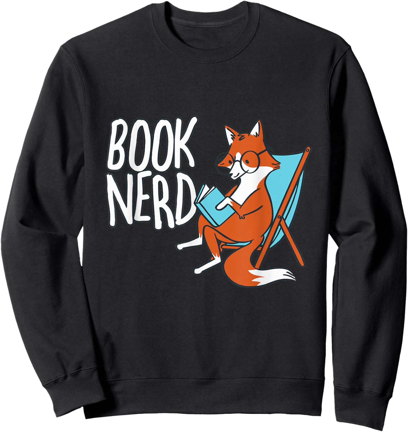 Fox Book Reading Retro Nerd Funny Librarian Boys Girls Kids Sweatshirt - Sweatshirt | Black