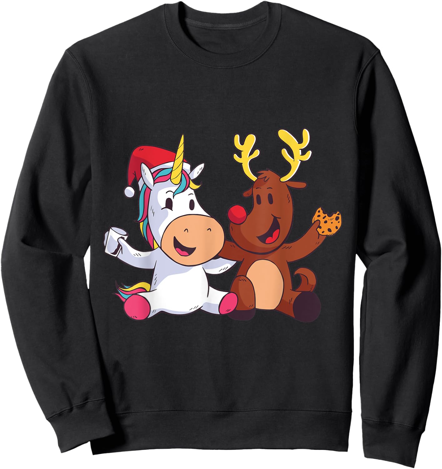 Reindeer Rudolph Christmas Ren Red Nosed Unicorn Gift Sweatshirt - Sweatshirt | Black