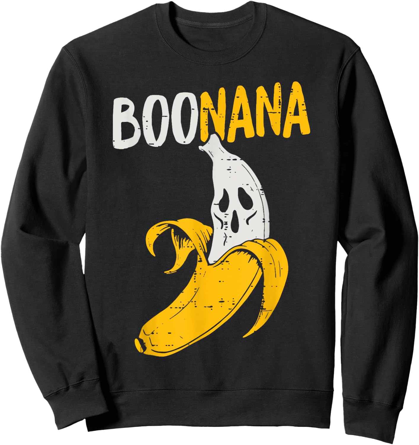 Cute Ghost Banana Halloween Costume Funny Kids Women Boonana Sweatshirt - Sweatshirt | Black