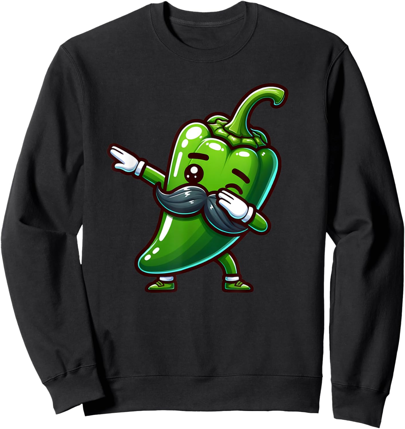 Dabbing Jalapeno Pepper Mustache Cinco de Mayo Boy Girl Kids Sweatshirt - Sweatshirt | Black