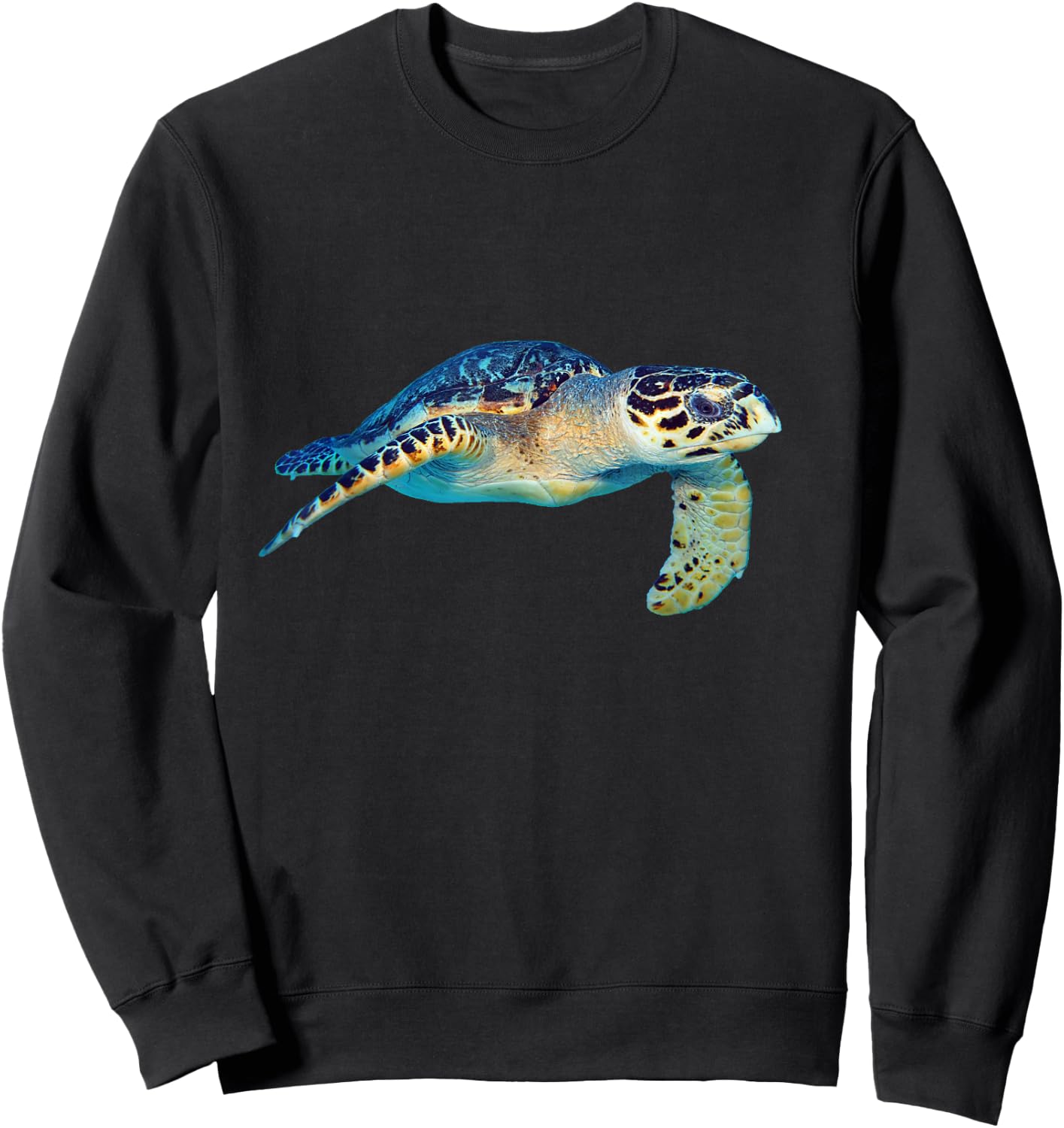 Friendly Sea Turtle Swimming Underwater Photo Art Cutout Sweatshirt - Sweatshirt | Black