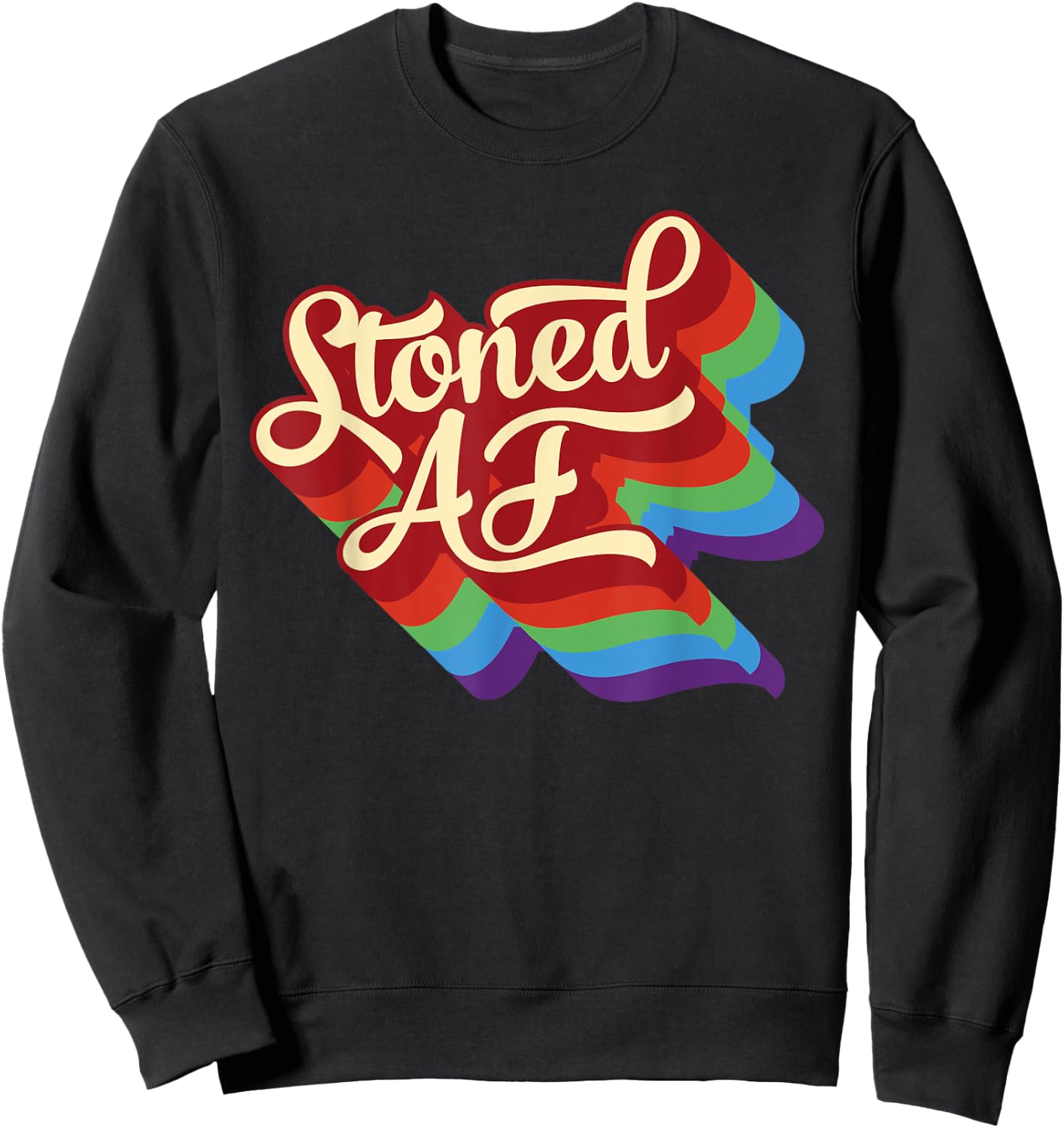 Retro 70s Stoned AF Cannabis Sweatshirt - Sweatshirt | Black