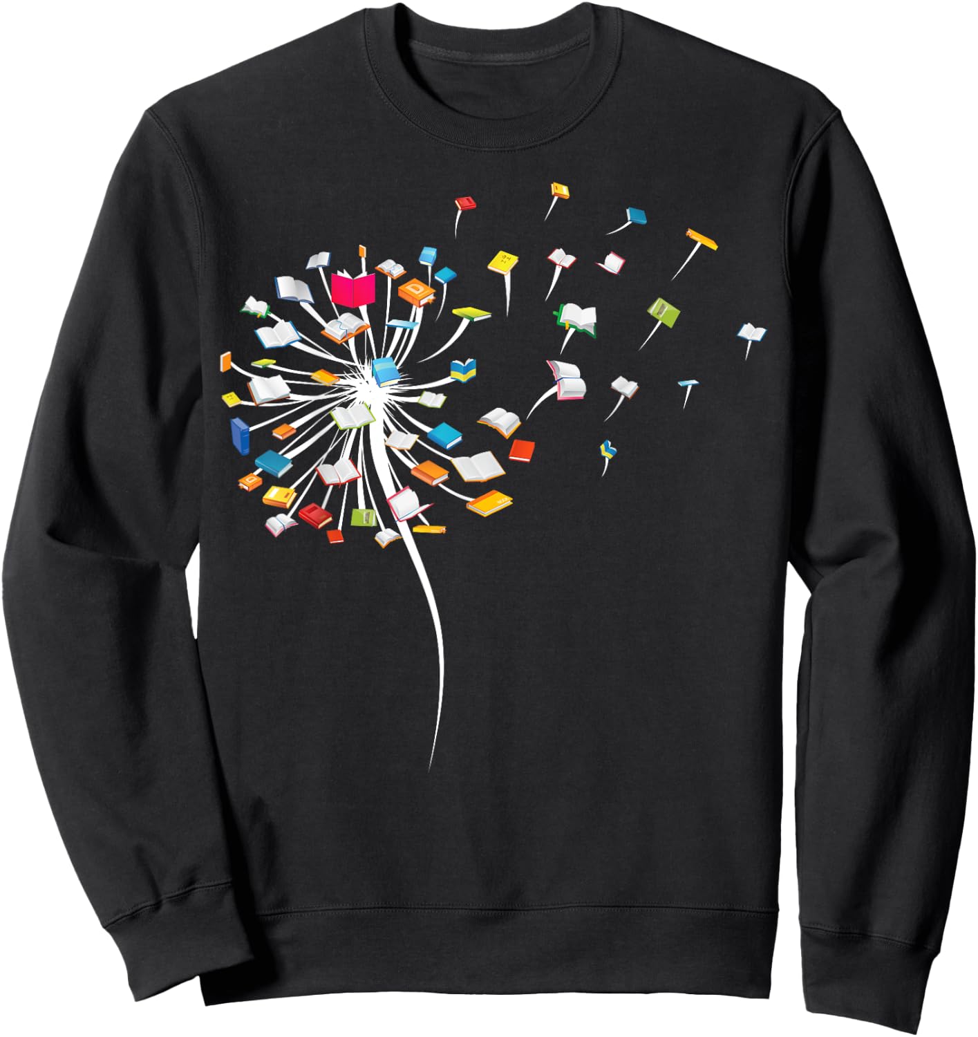 Funny Dandelion Books Gift Reading Lover Women Girls Small Sweatshirt - Sweatshirt | Black