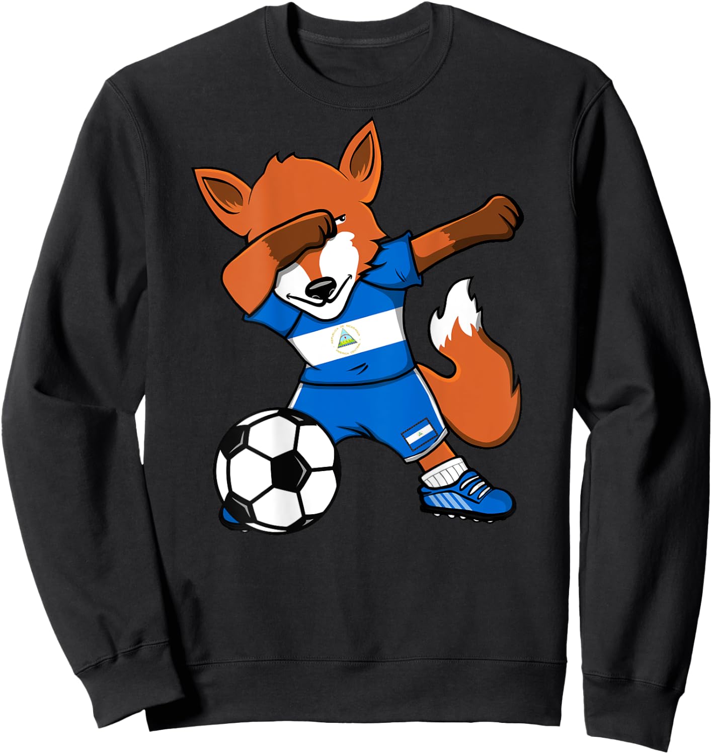 Dabbing Fox Nicaragua Soccer Fans Jersey Nicaragua Football Sweatshirt - Sweatshirt | Black