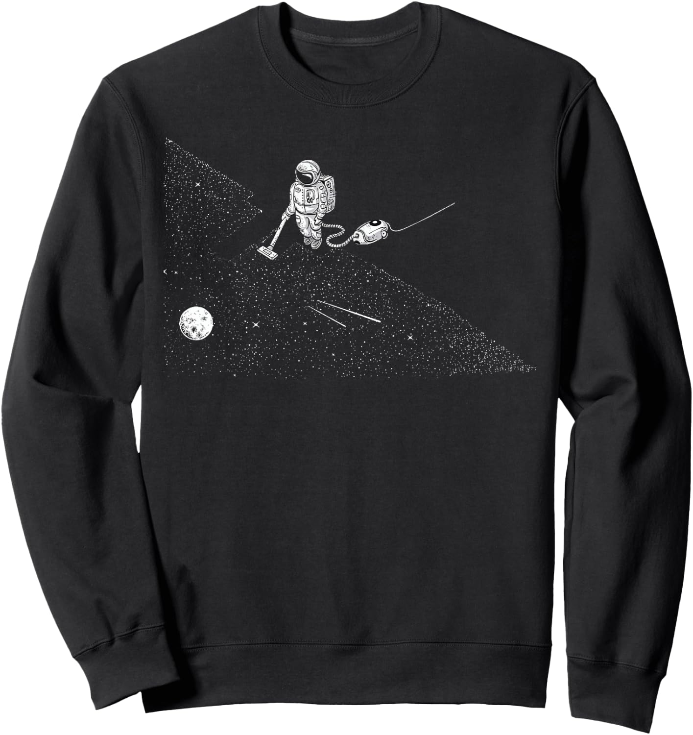 Astronaut Vacuuming Stars Funny Galaxy And Stars Sweatshirt - Sweatshirt | Black