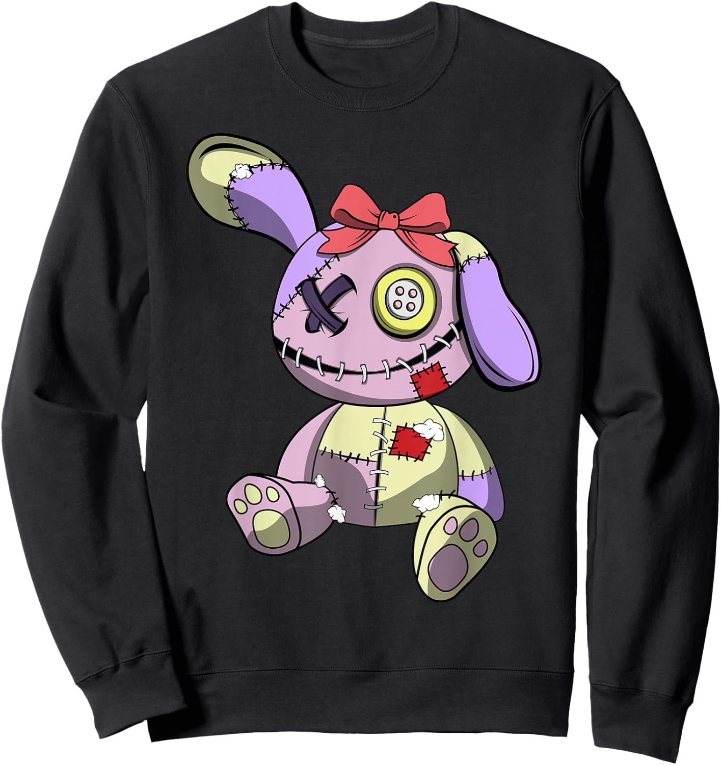 Japanese Kawaii Pastel Goth Cute Anime Creepy Teddy Bear Sweatshirt - Sweatshirt | Black