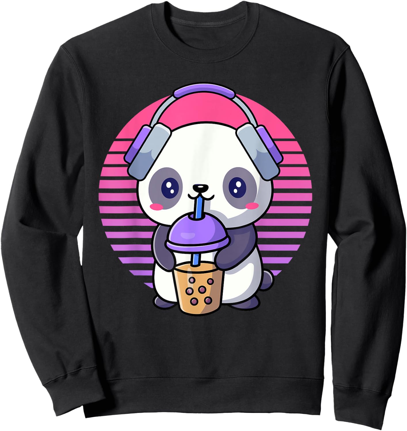 Retro K-Pop Shirts For Teen Girls Women KPop And Bubble Tea Sweatshirt - Sweatshirt | Black