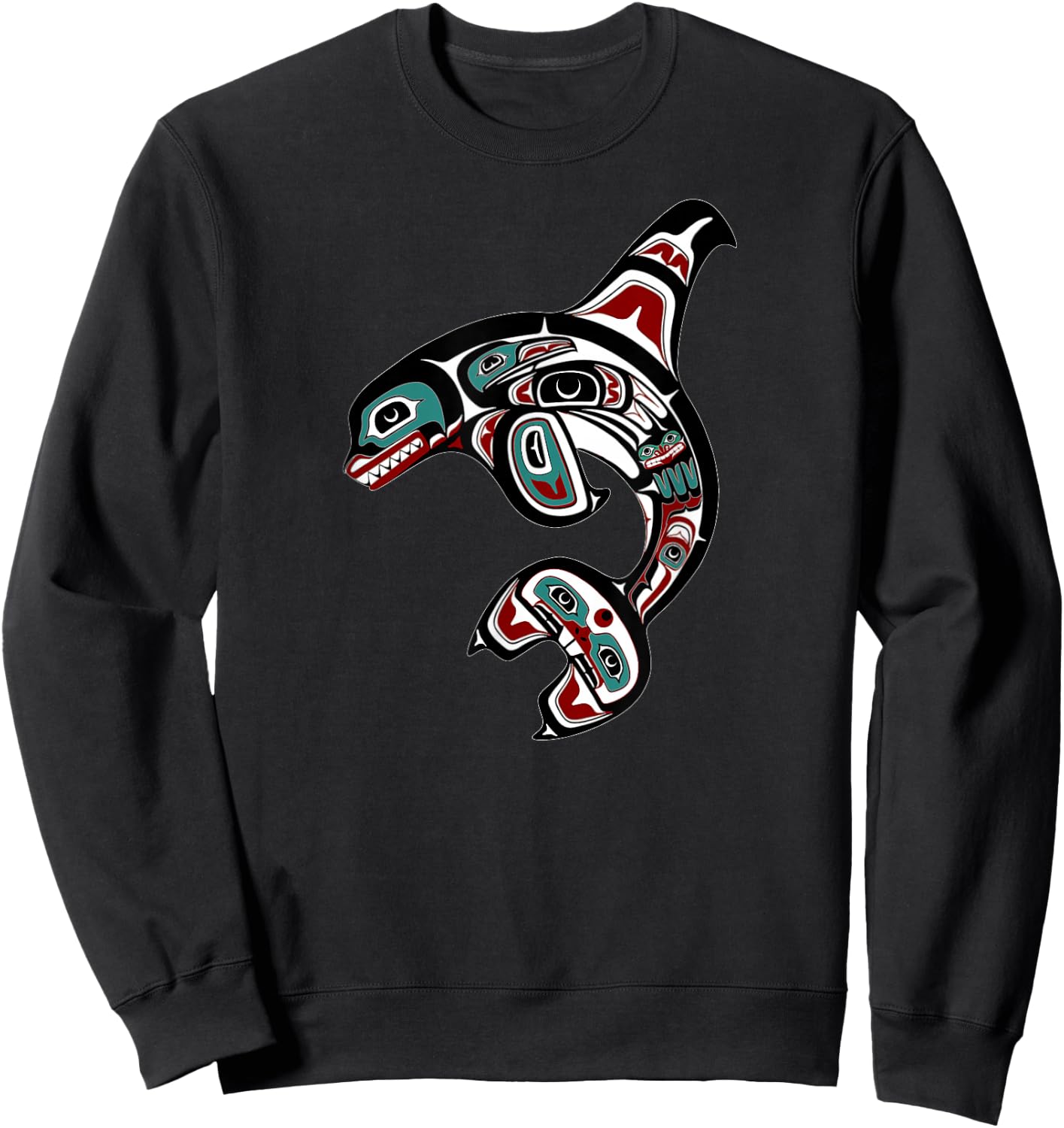 Orca Killer Whale Pacific Northwest Alaska Native American Sweatshirt - Sweatshirt | Black