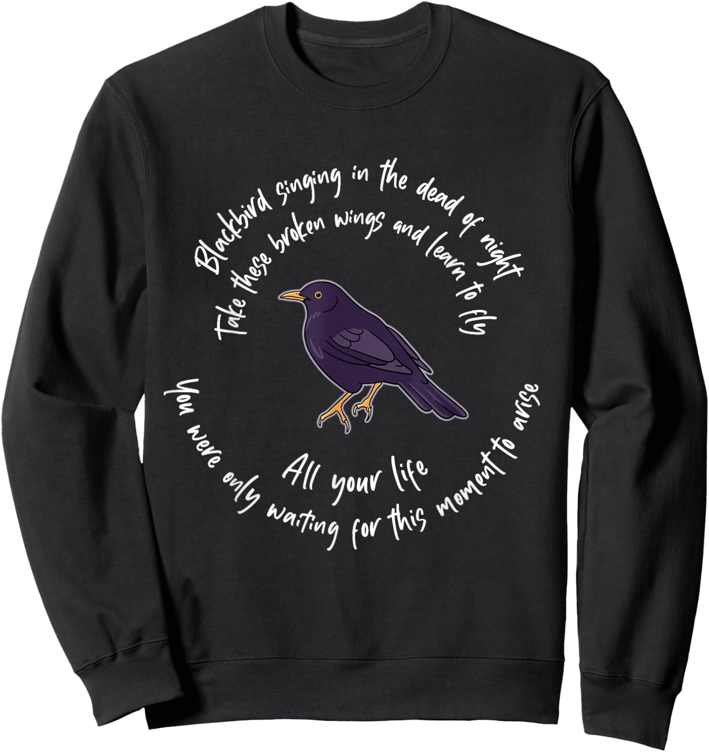 Blackbird Singing Bird Wings Microphone Singer Lyrics Artist Sweatshirt - Sweatshirt | Black