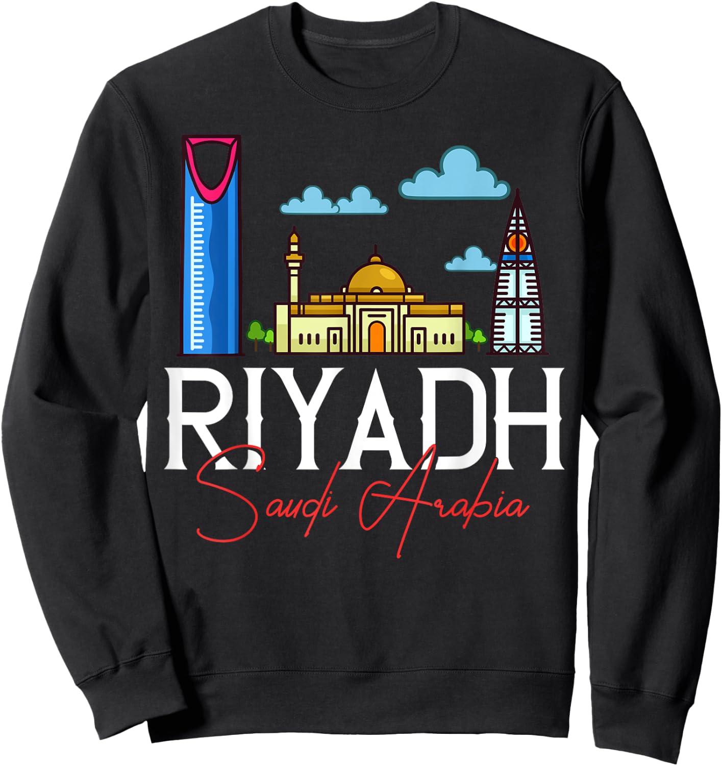 Riyadh Saudi Arabia City Skyline Map Travel Sweatshirt - Sweatshirt | Black