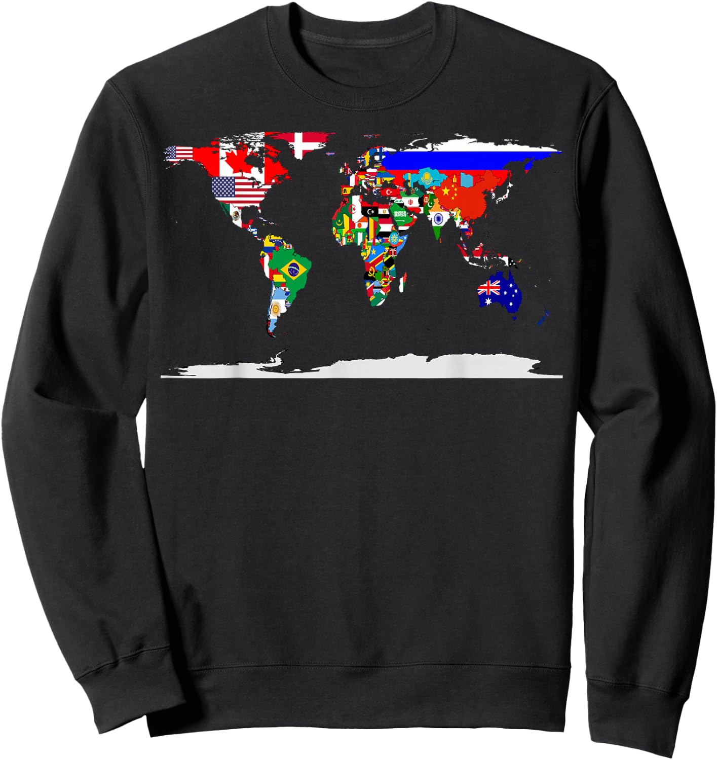 Map of The World and Flags of The Countries of The World Sweatshirt - Sweatshirt | Black