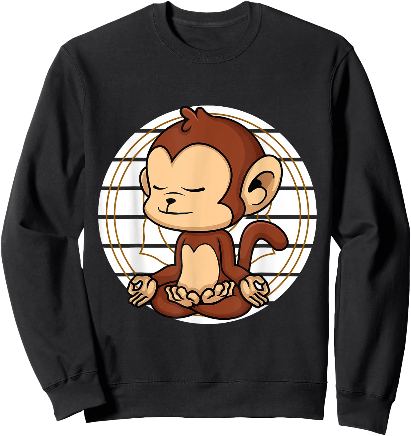 Cute Monkey Meditating Chakra Yoga Meditation Namaste Sweatshirt - Sweatshirt | Black