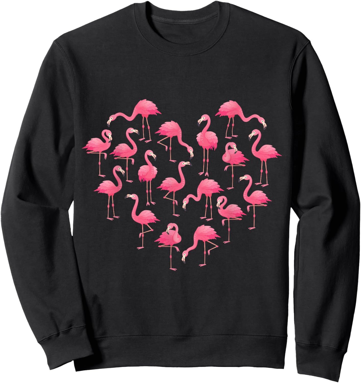 Pink Flamingo Heart love Girls Kids Cute Flamingo Sweatshirt - Sweatshirt | Black