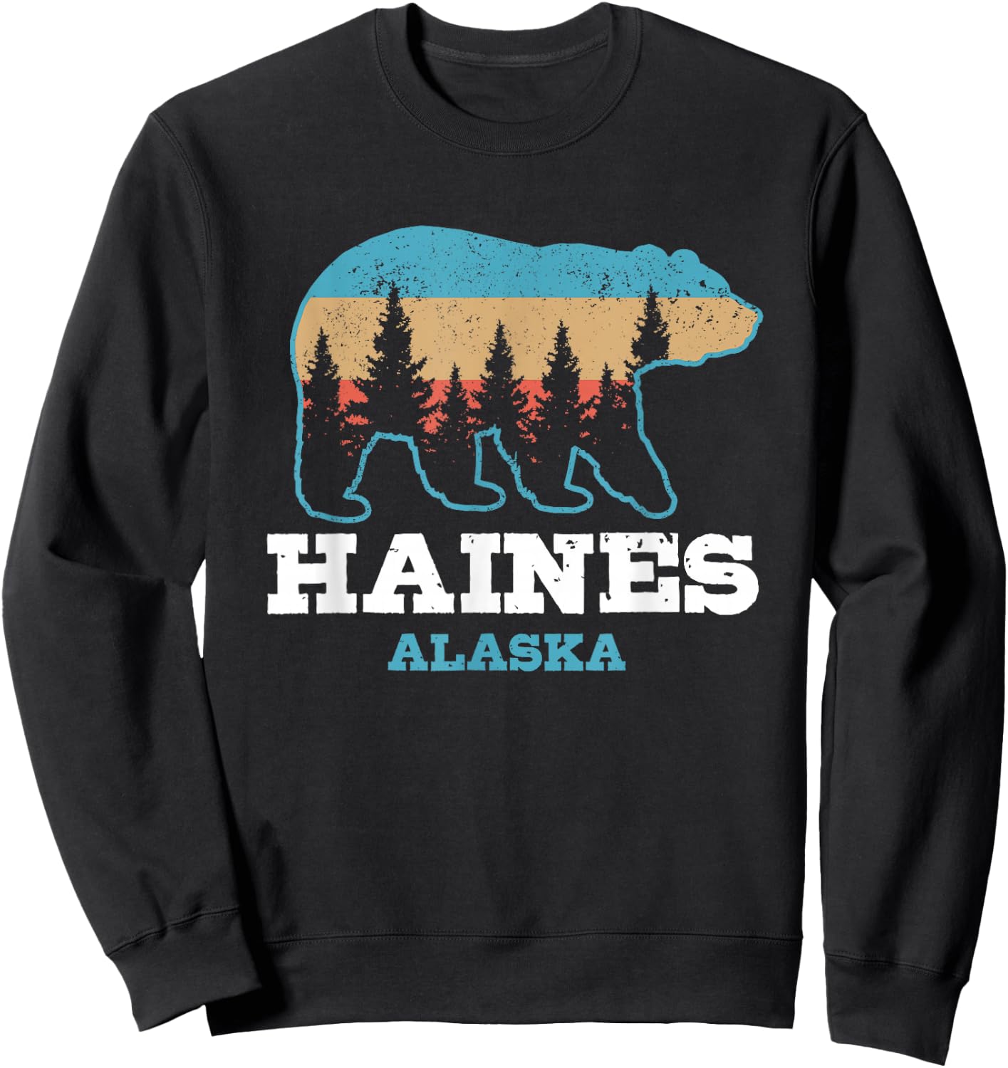 Haines Alaska Vintage Bear Grizzly Nature Souvenir Gift Sweatshirt - Sweatshirt | Black