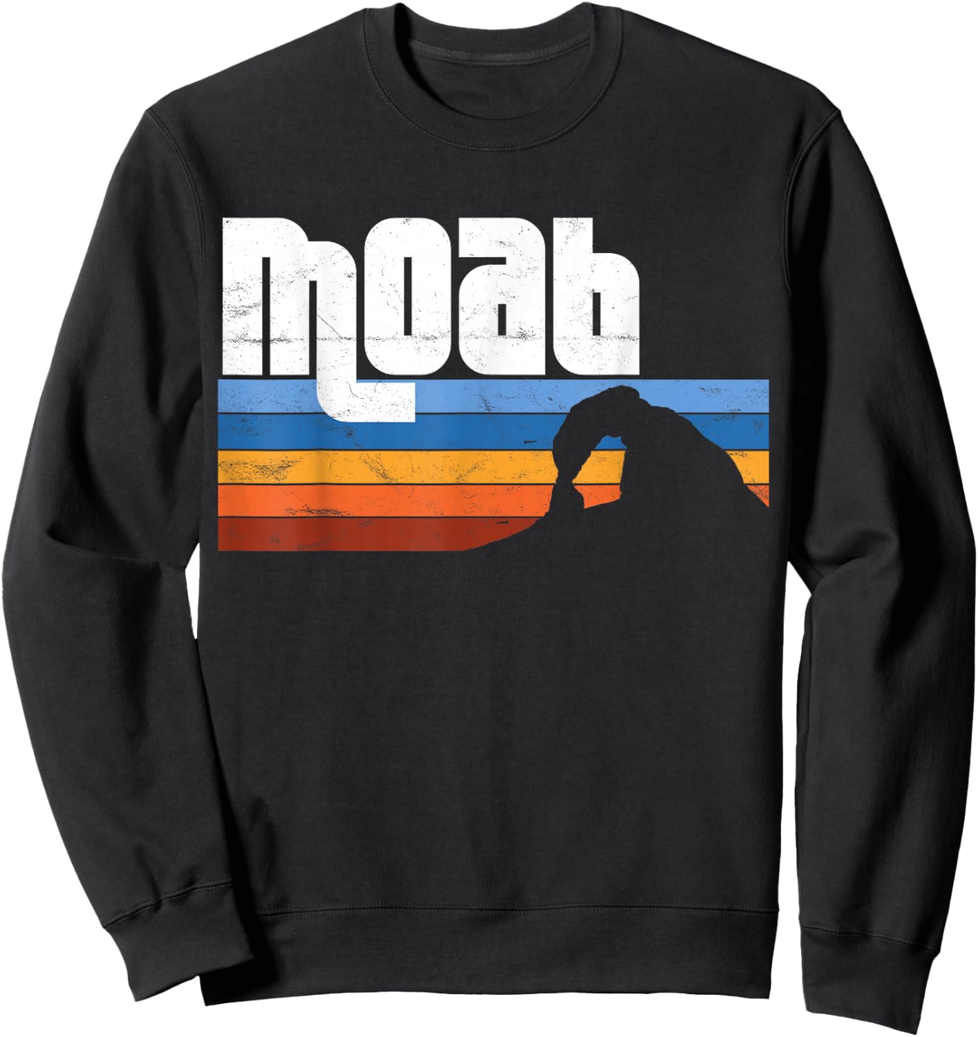 Moab Utah UT Arches Canyonlands National Park Retro Sunset Sweatshirt - Sweatshirt | Black