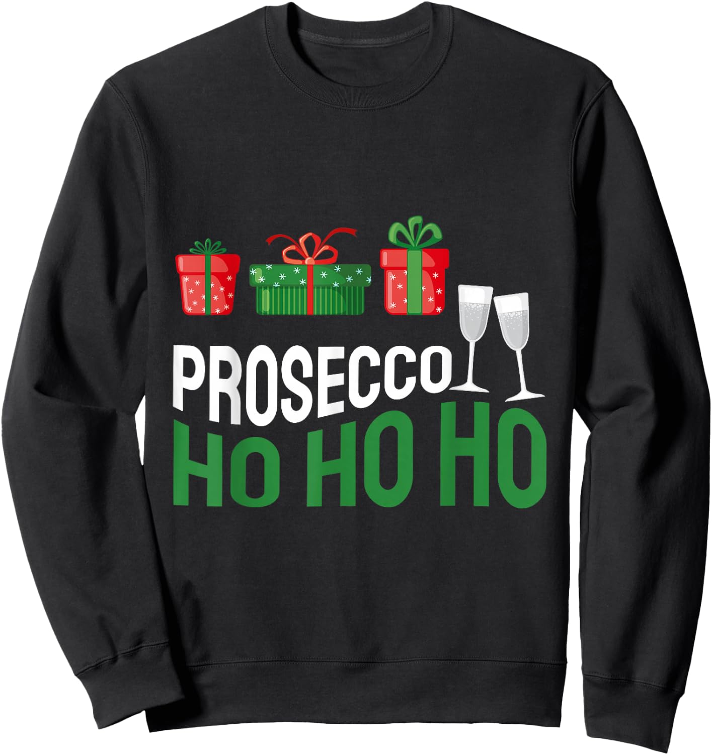Prosecco Ho Ho Ho Christmas Sweatshirt - Sweatshirt | Black